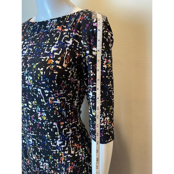 American Living Womens Sheath Dress Abstract Print 3/4 Sleeve Boat Neck Black 2 - Picture 4 of 10